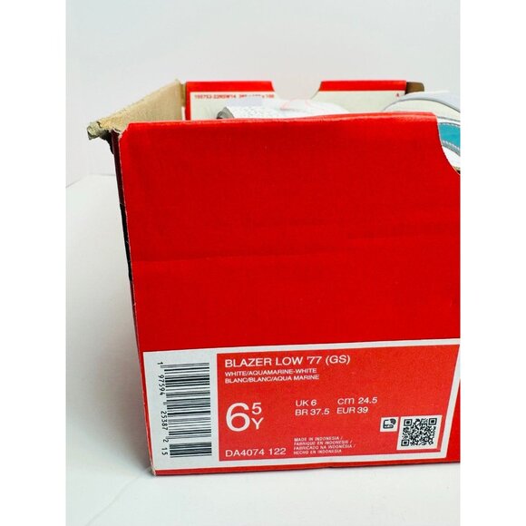 6.5Y Nike Blazer Low casual shoes ‘White Aquamarine’ DA4074 122 - Picture 7 of 7